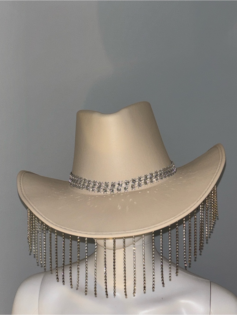 Rhinestone Cowboy Hat with Rhinestone Fringe NWT
